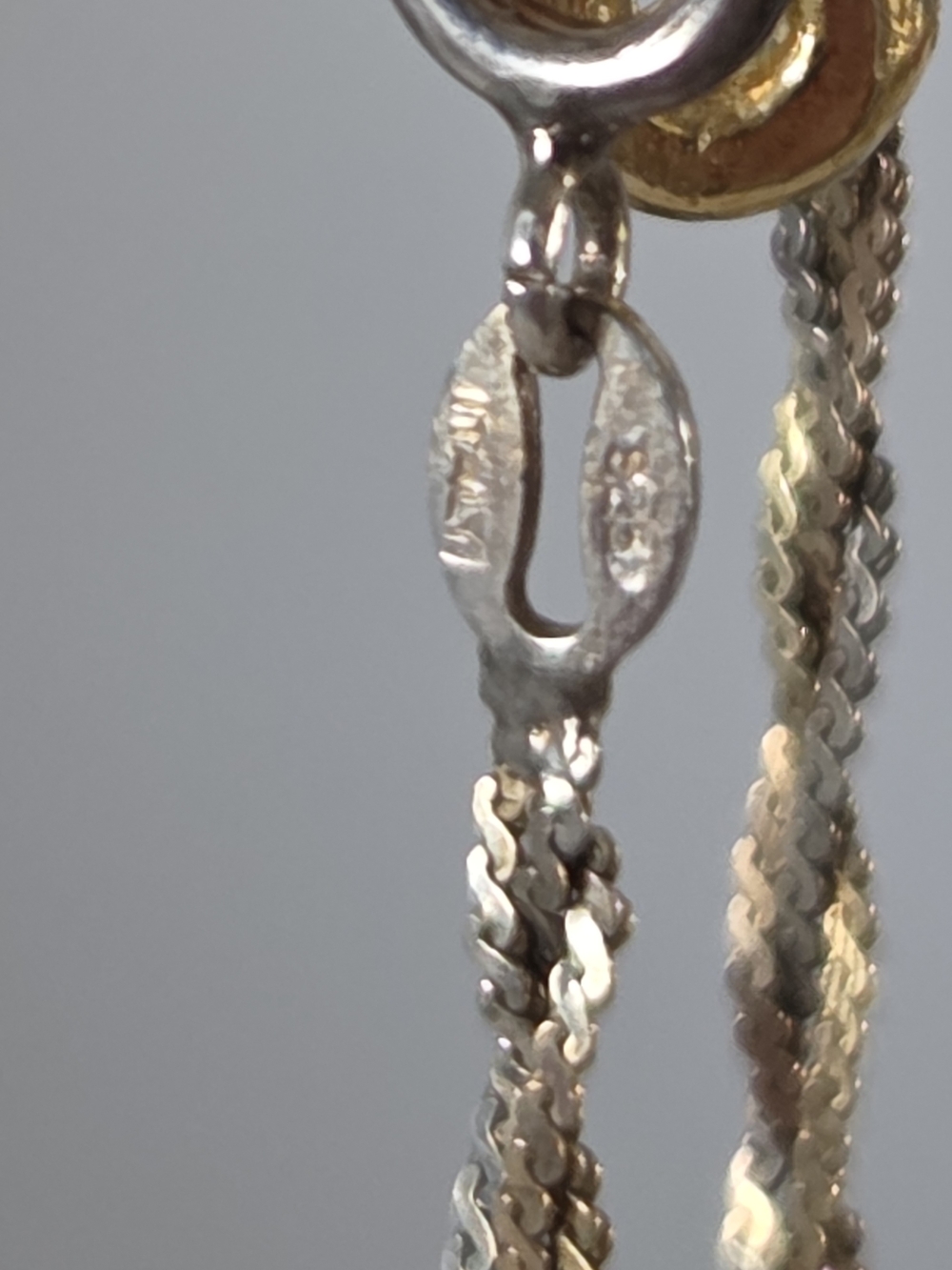 Silver and Gold Two-Tone Rope Chain Earrings Italy 925